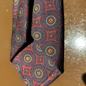 Paul Stuart Tie Burgundy Blue Gold Medallion